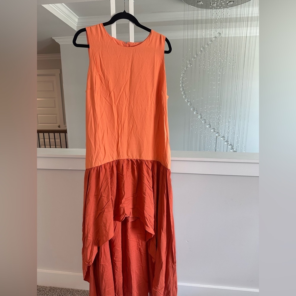 Anthropologie Hutch Orange Sleeveless Colorblock Dress - Picture 5 of 9